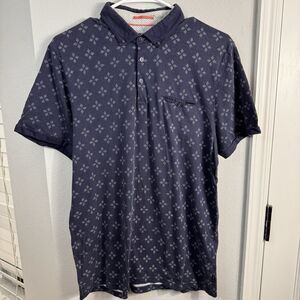 Ted Baker Polo Shirt Mens Size 4 Blue White 100% Cotton‎ Short Sleeve